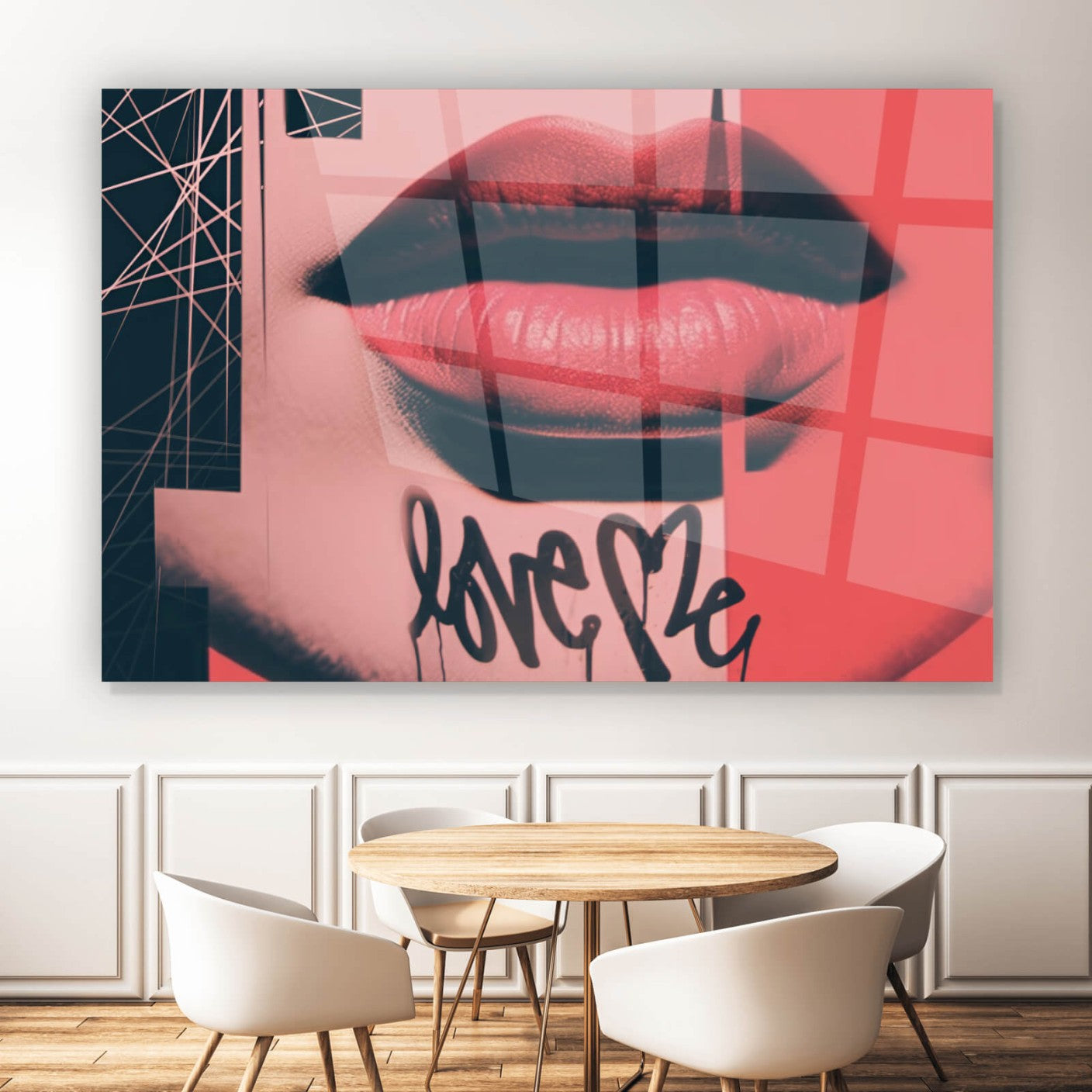 Acrylglasbild Lippen "Love me" Querformat