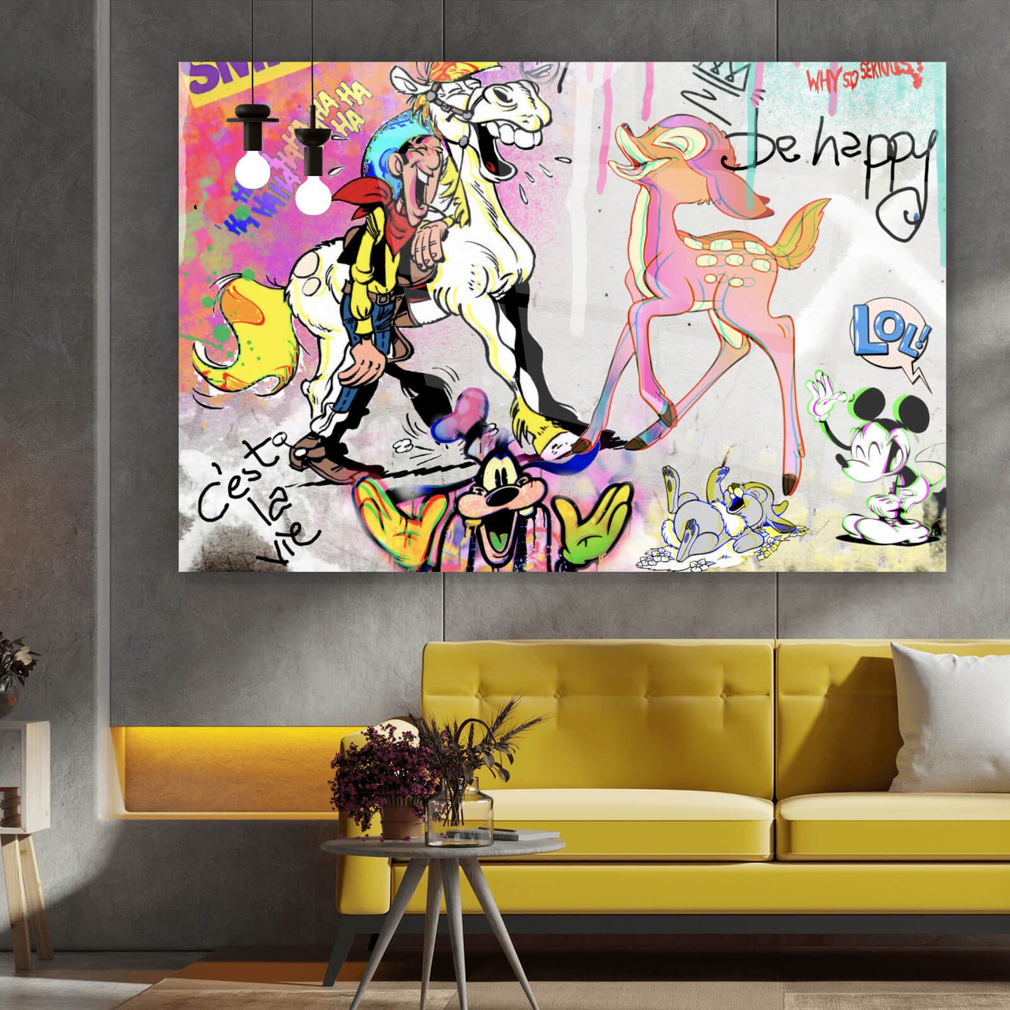 Acrylglasbild Lucky und Bamby Pop Art Querformat