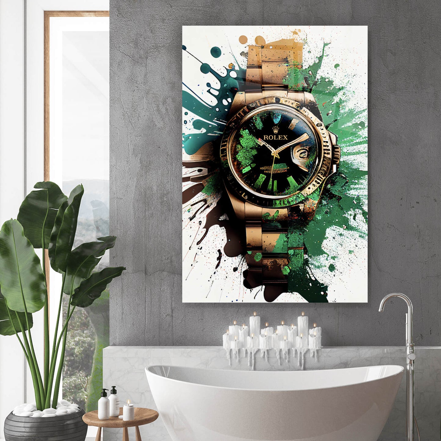 Acrylglasbild Luxusuhr in Pop Art Hochformat