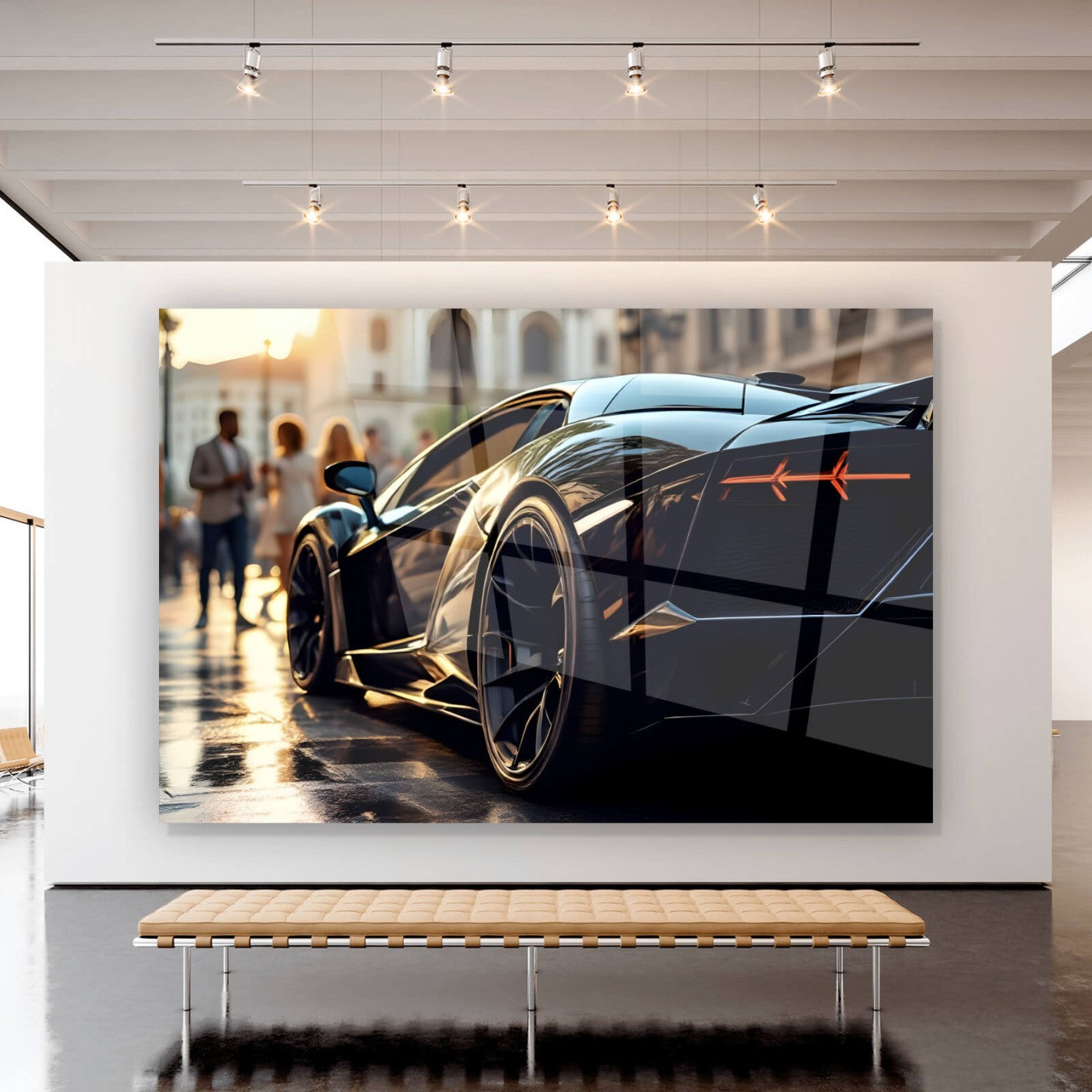 Acrylglasbild Luxuswagen in der Stadt Querformat