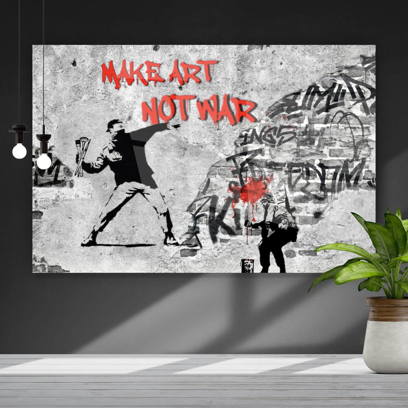 Acrylglasbild Make Art not War Street Art Querformat