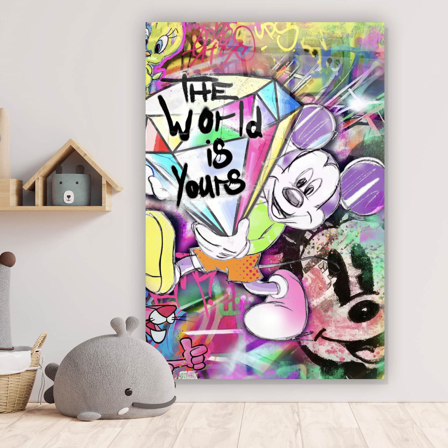 Acrylglasbild Micki The World is Pop Art Hochformat