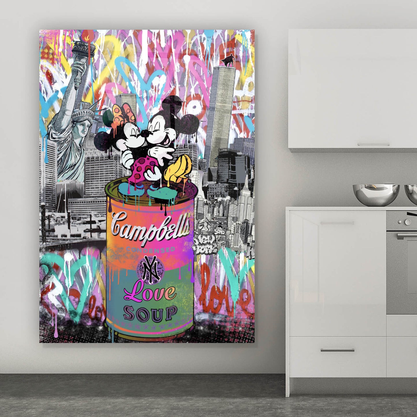 Acrylglasbild Micki und Mini PopArt Hochformat