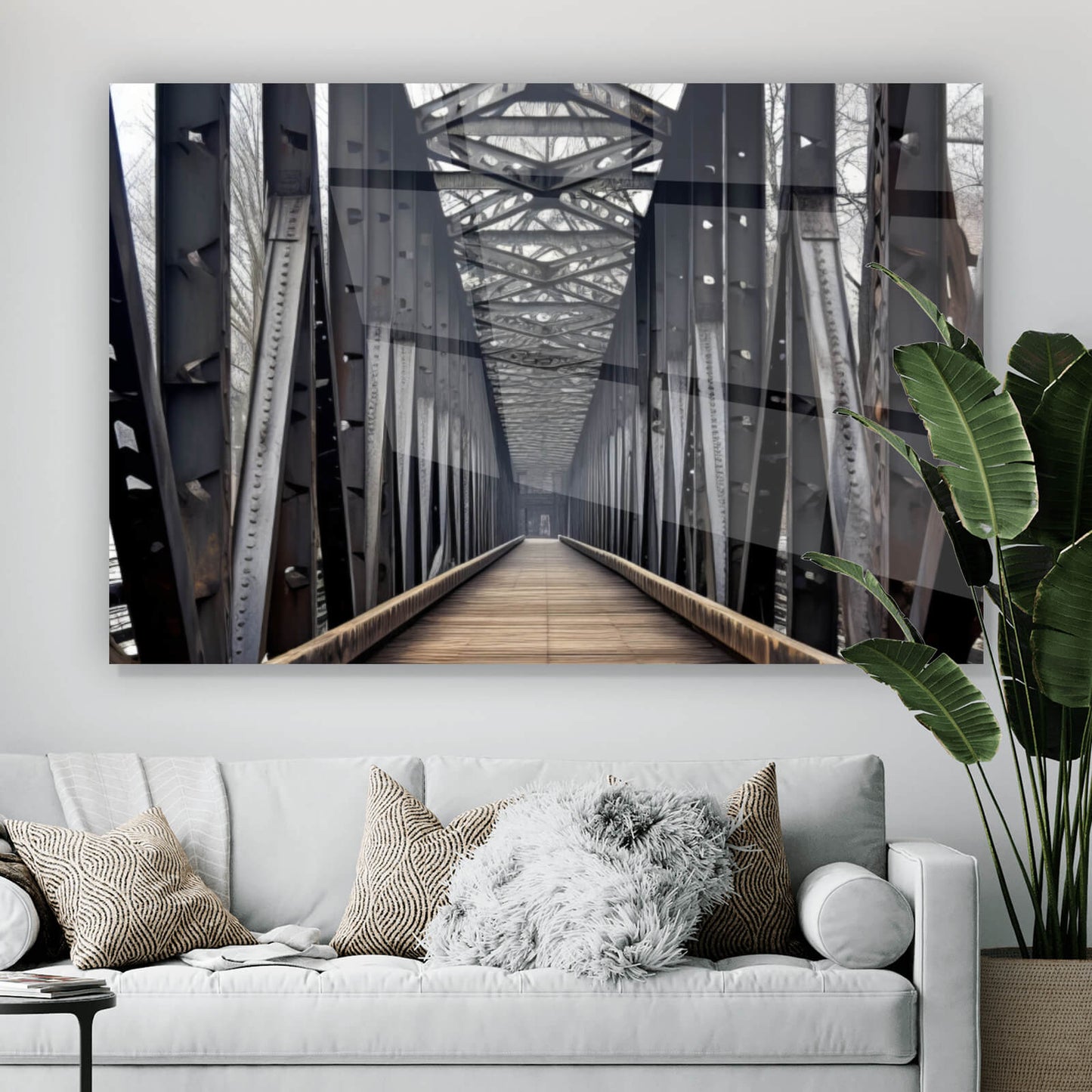 Acrylglasbild Mystische Stahlbrücke Querformat