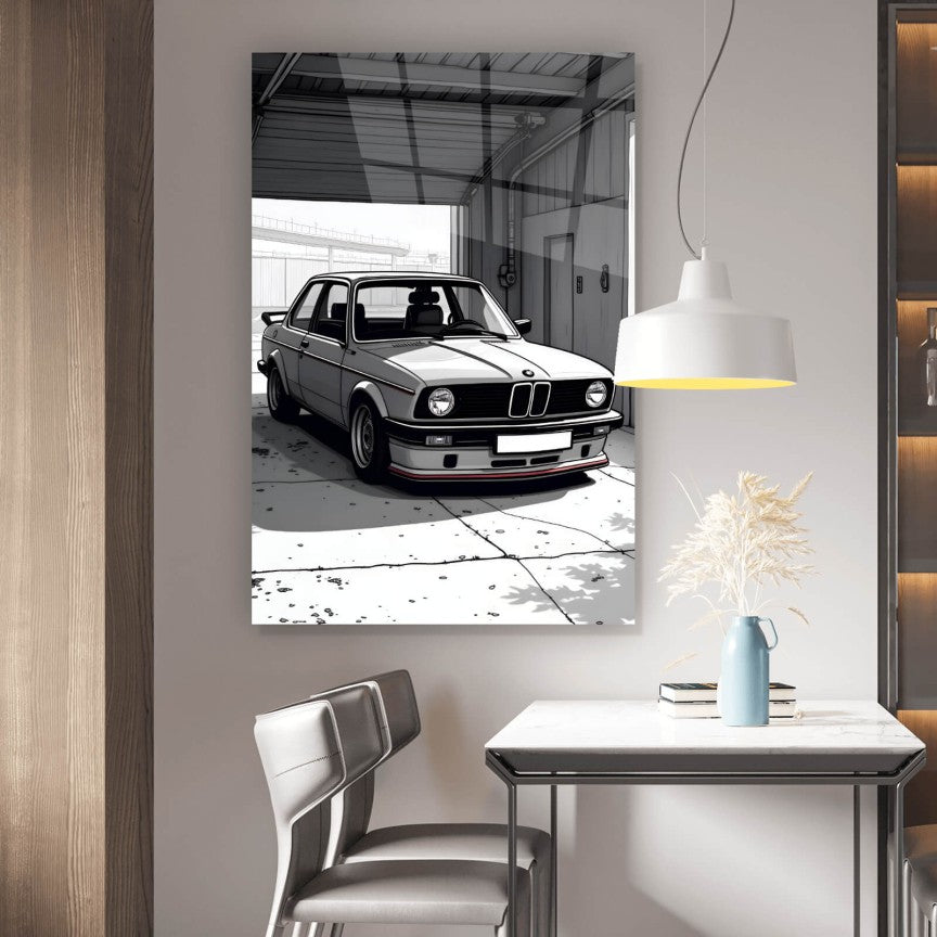 Acrylglasbild Oldschool Sportwagen Hochformat