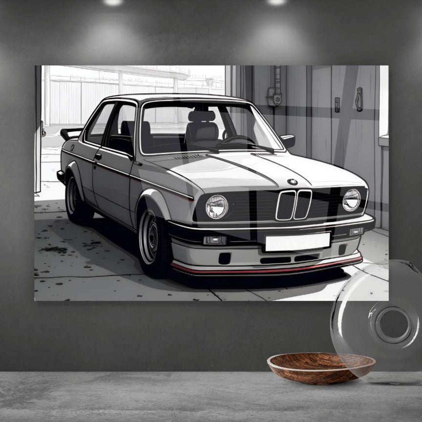 Acrylglasbild Oldschool Sportwagen Querformat