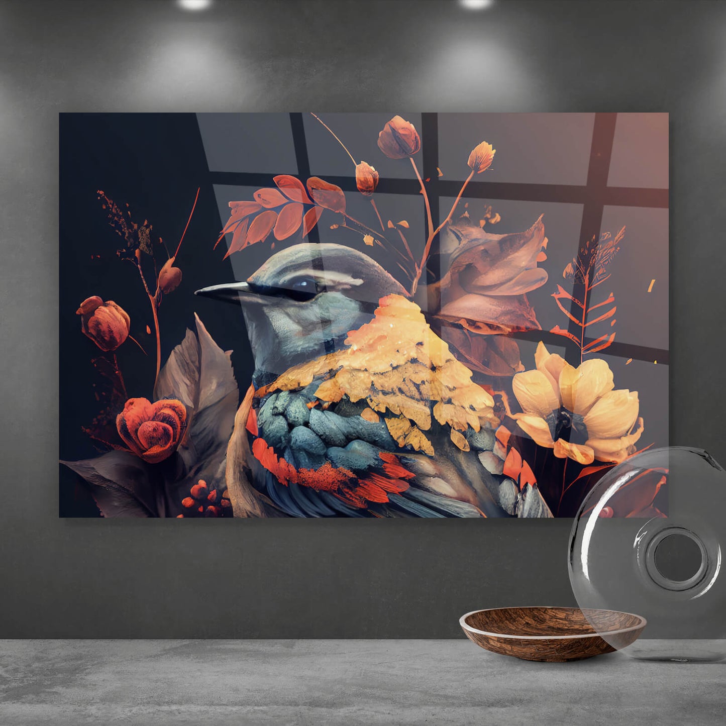 Acrylglasbild Paradiesvogel Rot Querformat