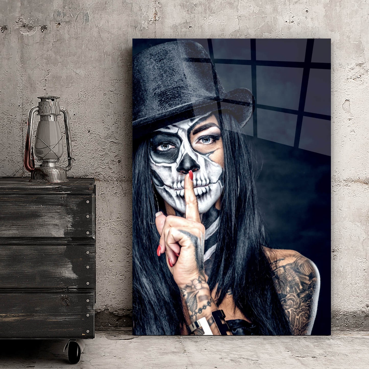 Acrylglasbild Tatto La Catrina Hochformat