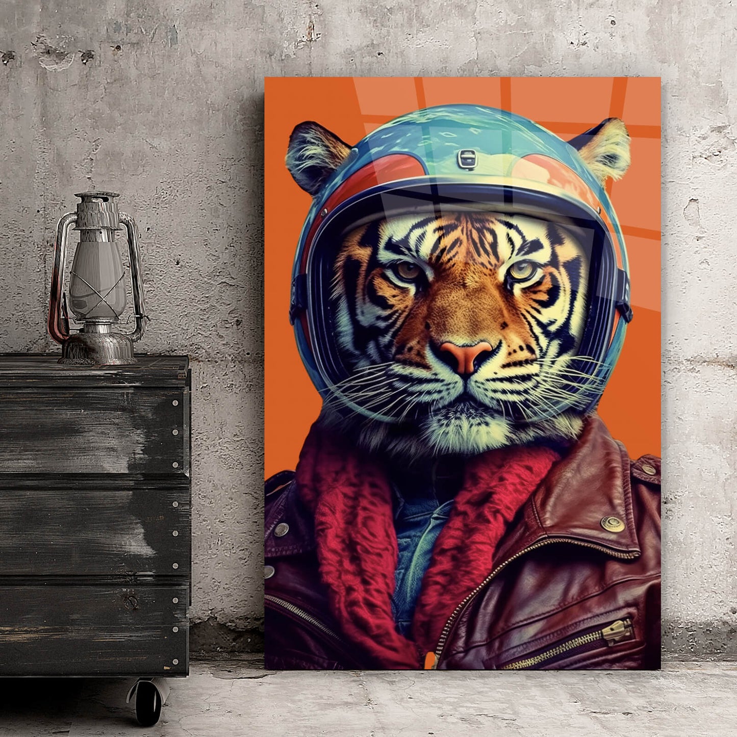 Acrylglasbild Tiger Portrait Digital Art Hochformat