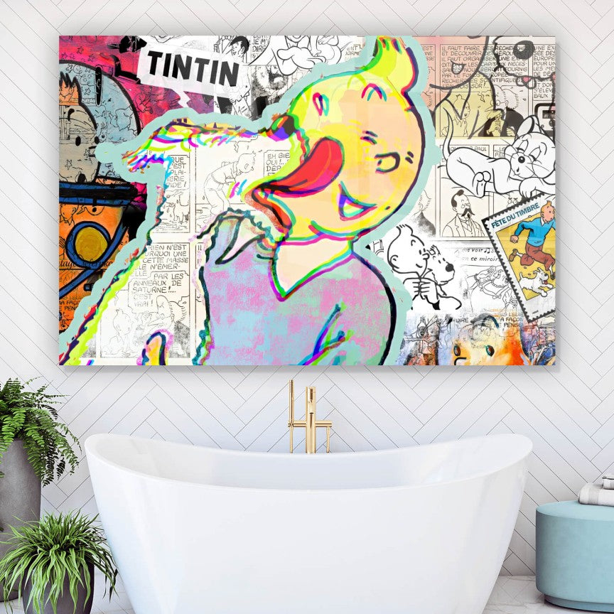 Acrylglasbild Tim und Struppy Pop Art Comic Querformat