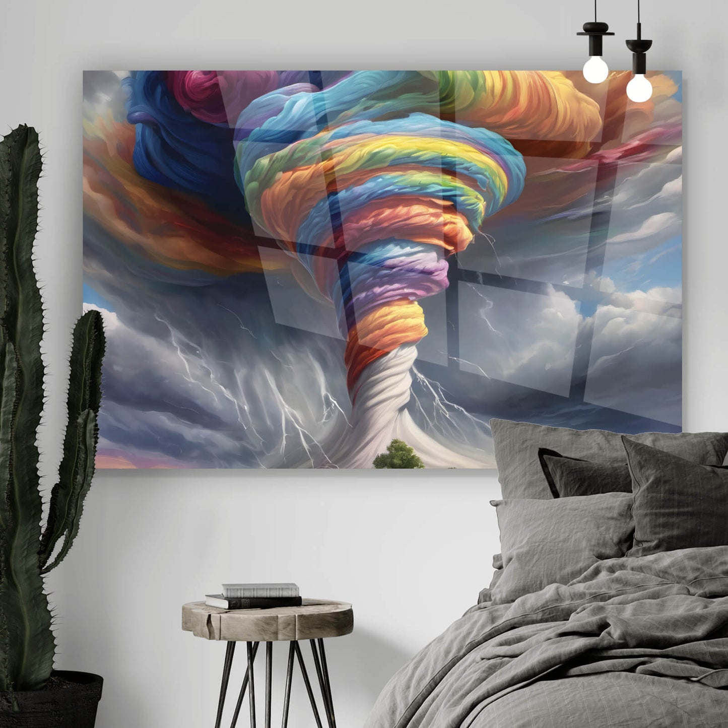 Acrylglasbild Tornado in Regenbogenfarben Querformat