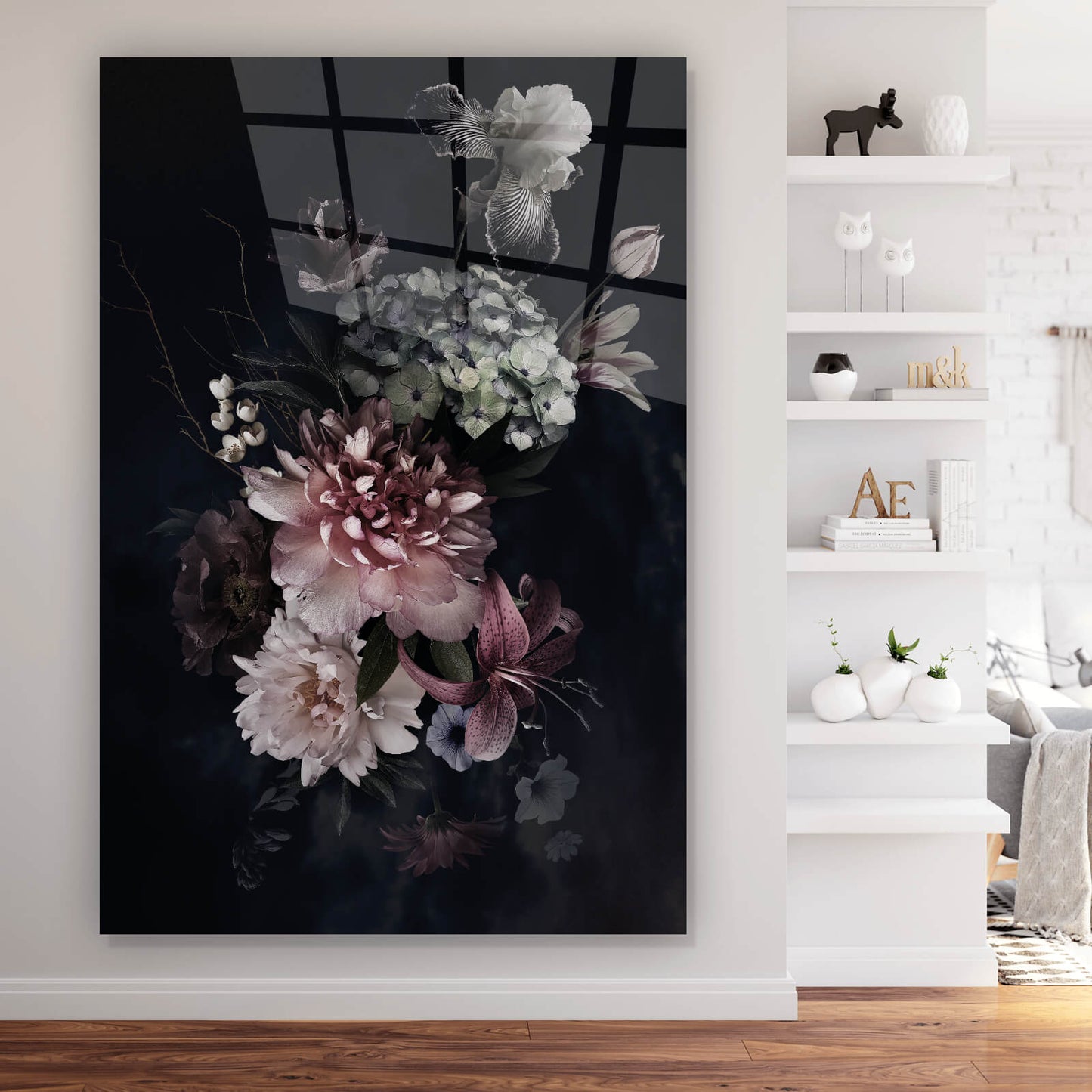 Acrylglasbild Vintage Blumen Hochformat