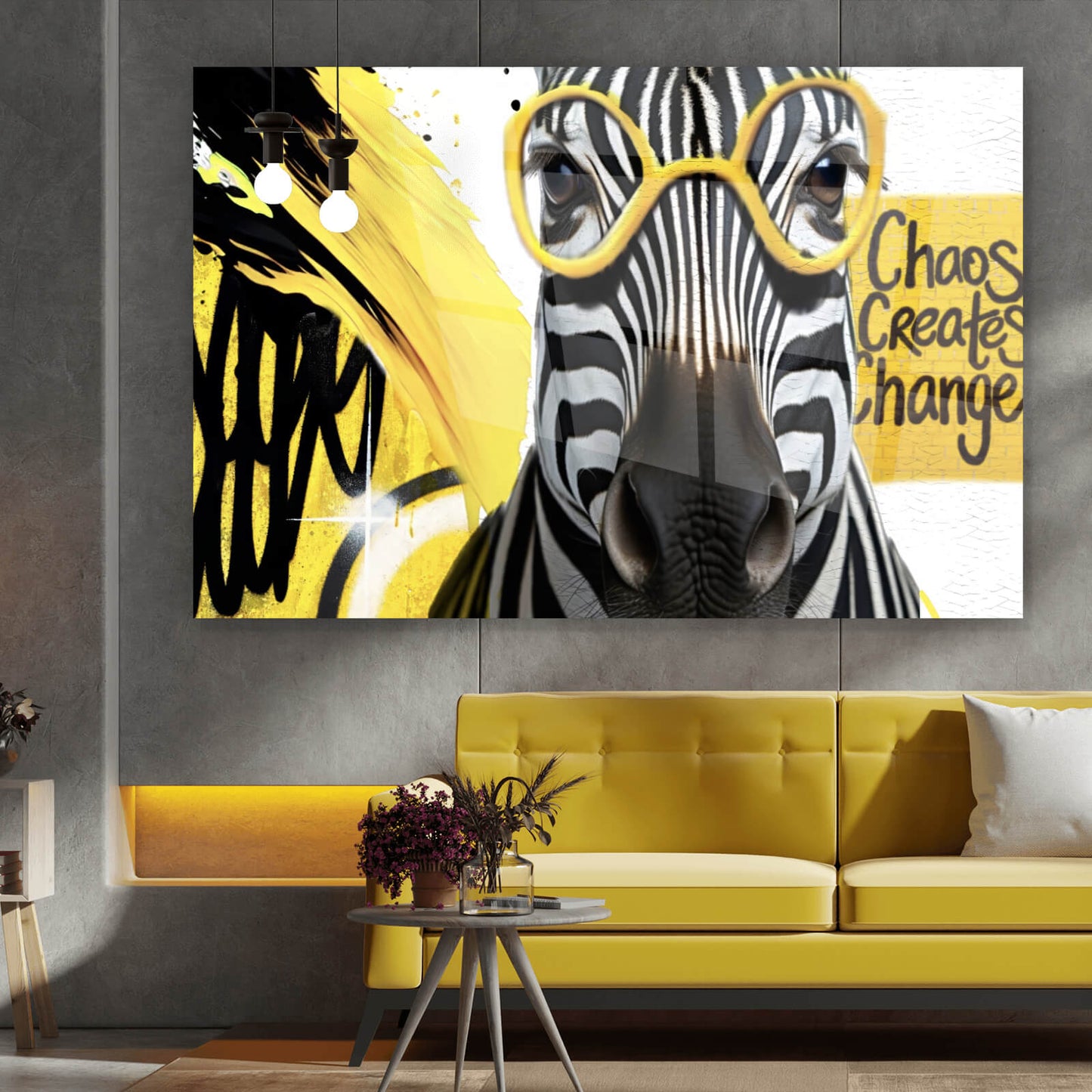 Acryglasbild Zebra mit Brille Abstrakt Querformat