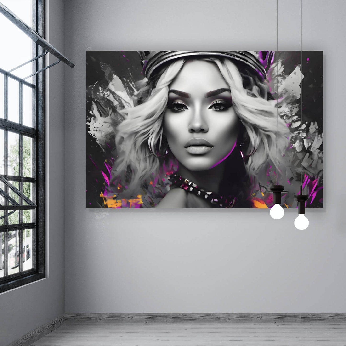 Leinwandbild abstrakte Schönheitskönigin mit Krone Querformat
