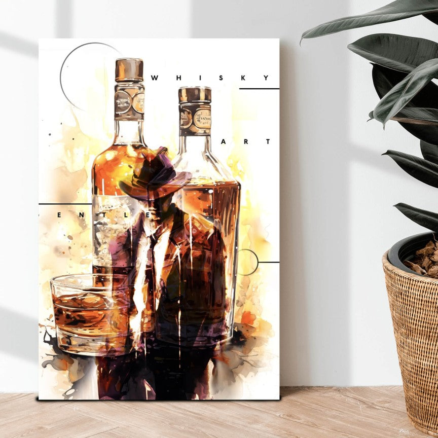 Leinwandbild Abstrakte Whisky Flaschen Hochformat