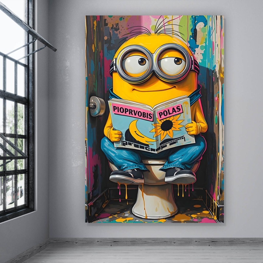 Leinwandbild Abstrakter Mini on auf Toilette Hochformat