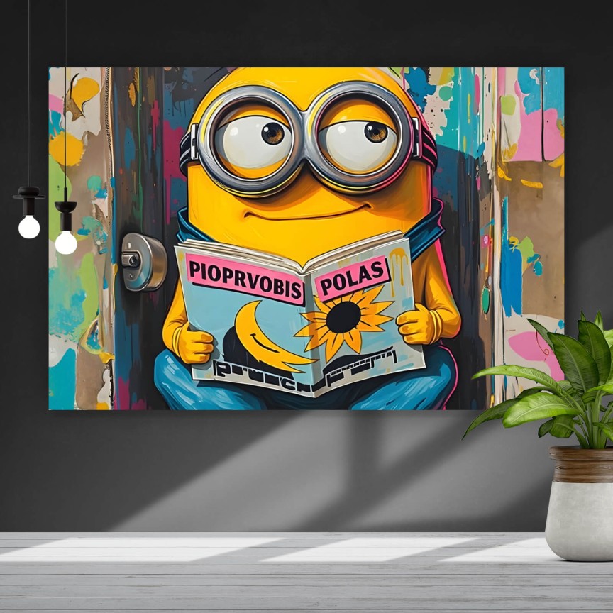 Leinwandbild Abstrakter Mini on auf Toilette Querformat