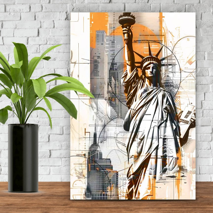 Leinwandbild Abstraktes Bild der Freiheitstatue Hochformat
