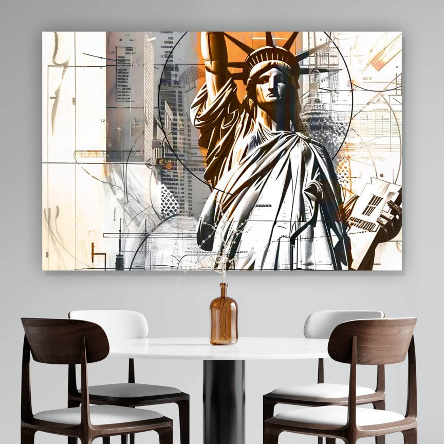 Leinwandbild Abstraktes Bild der Freiheitstatue Querformat
