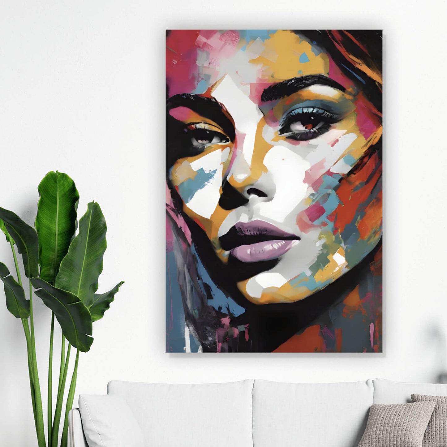 Leinwandbild Abstraktes Frauengesicht Hochformat