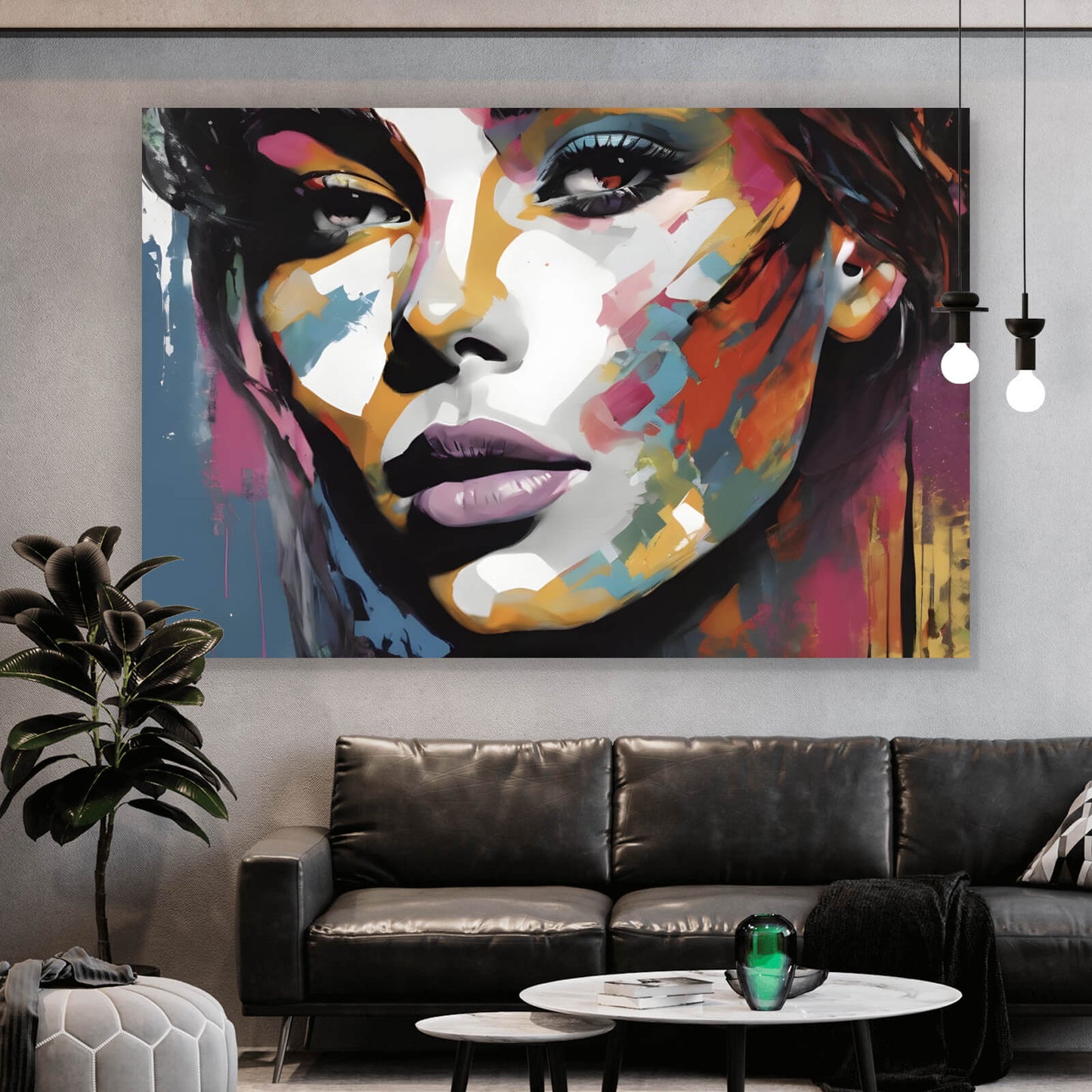 Leinwandbild Abstraktes Frauengesicht Querformat