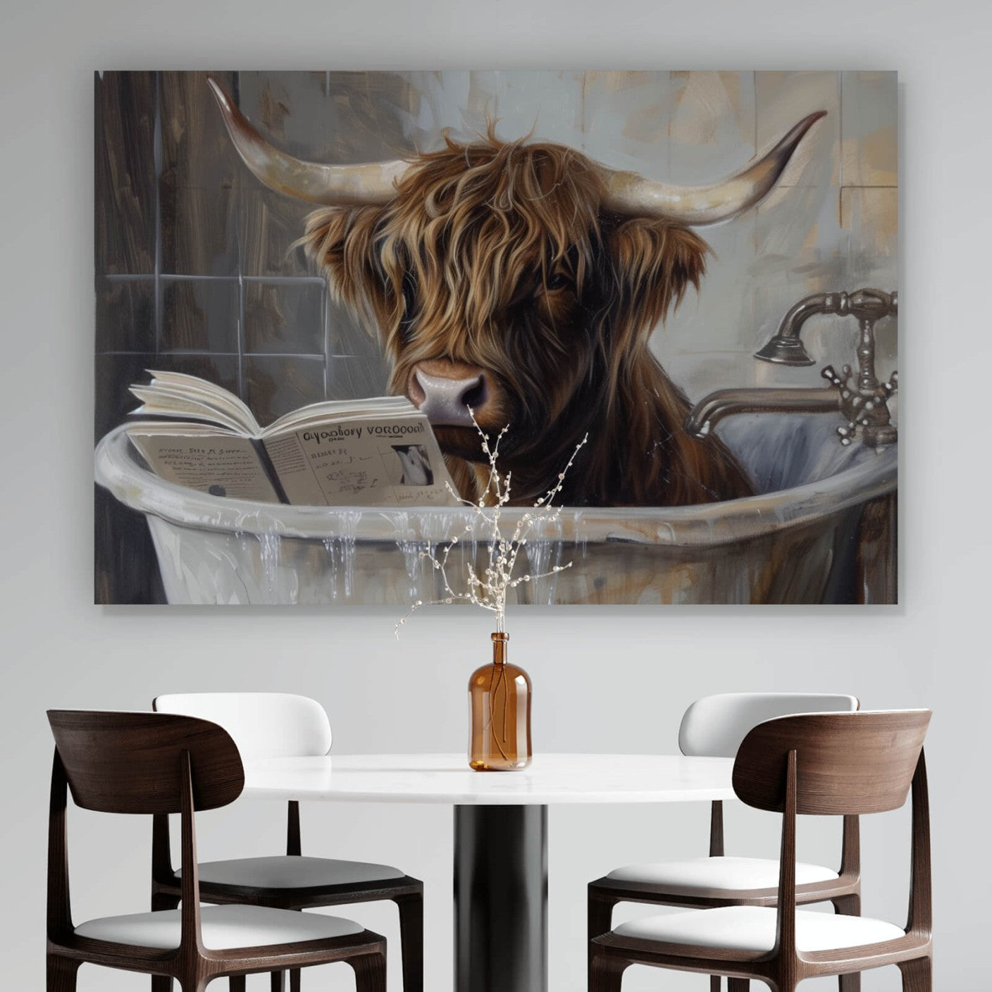 Leinwandbild Abstraktes Hochlandrind in der Wanne Querformat