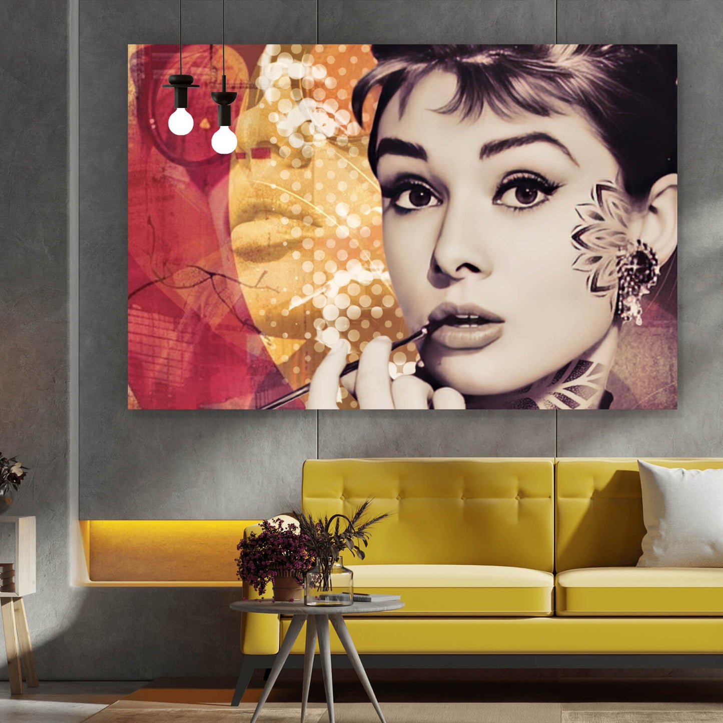 Leinwandbild Audrey Hepburn Portrait Vintage Querformat
