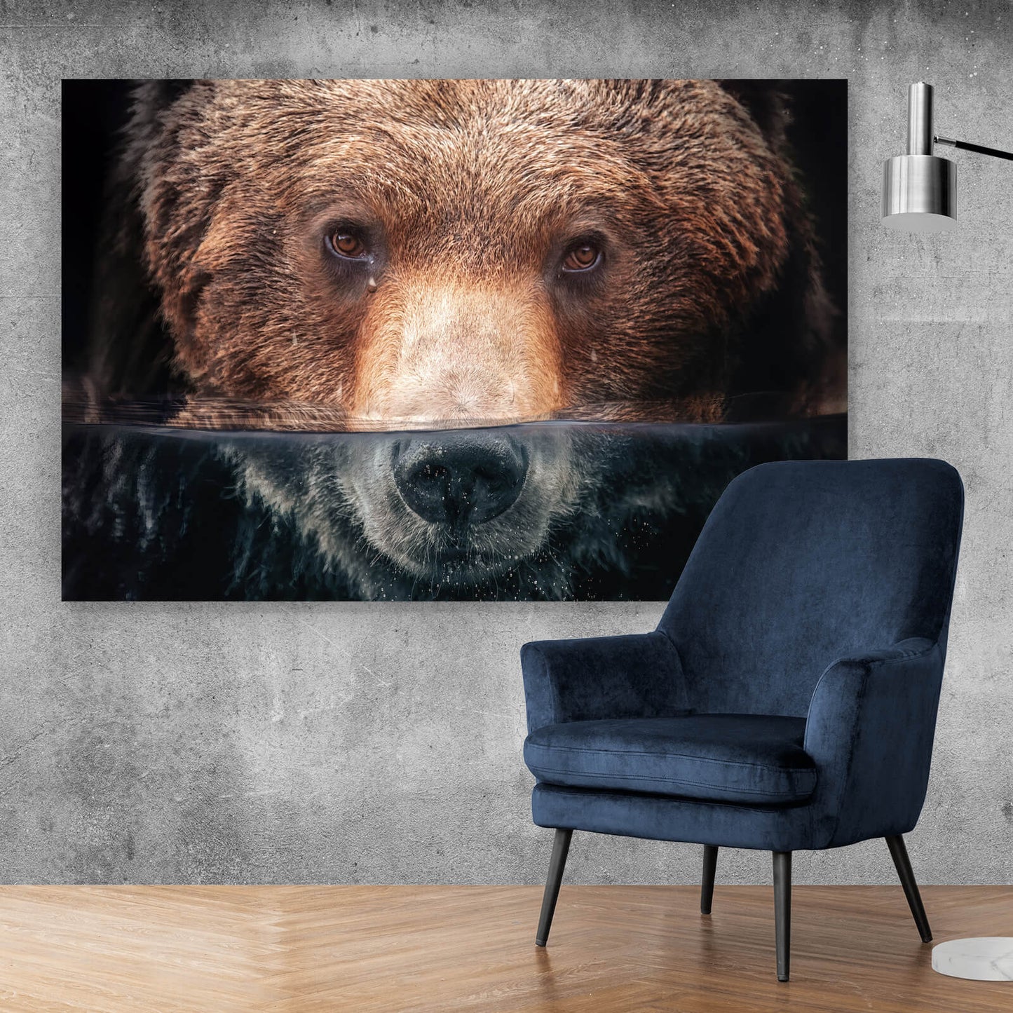 Leinwandbild Bär unter Wasser Querformat