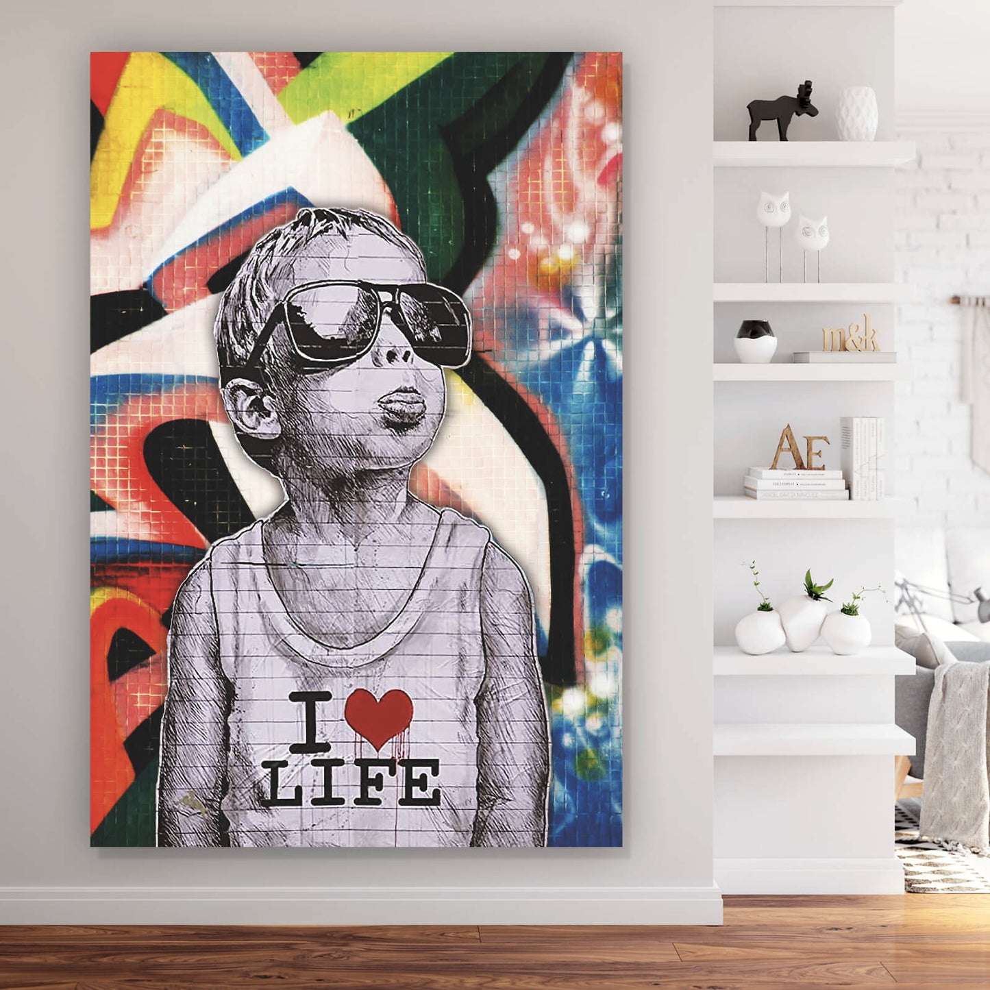 Leinwandbild Banksy cool Kid Hochformat