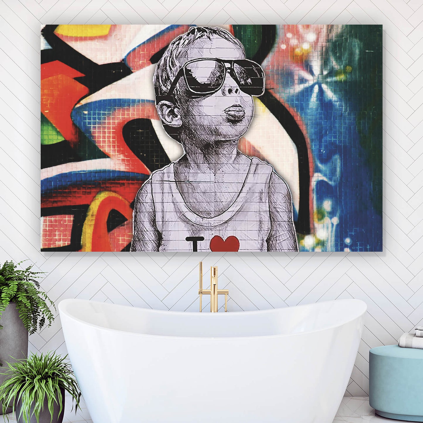 Leinwandbild Banksy cool Kid Querformat