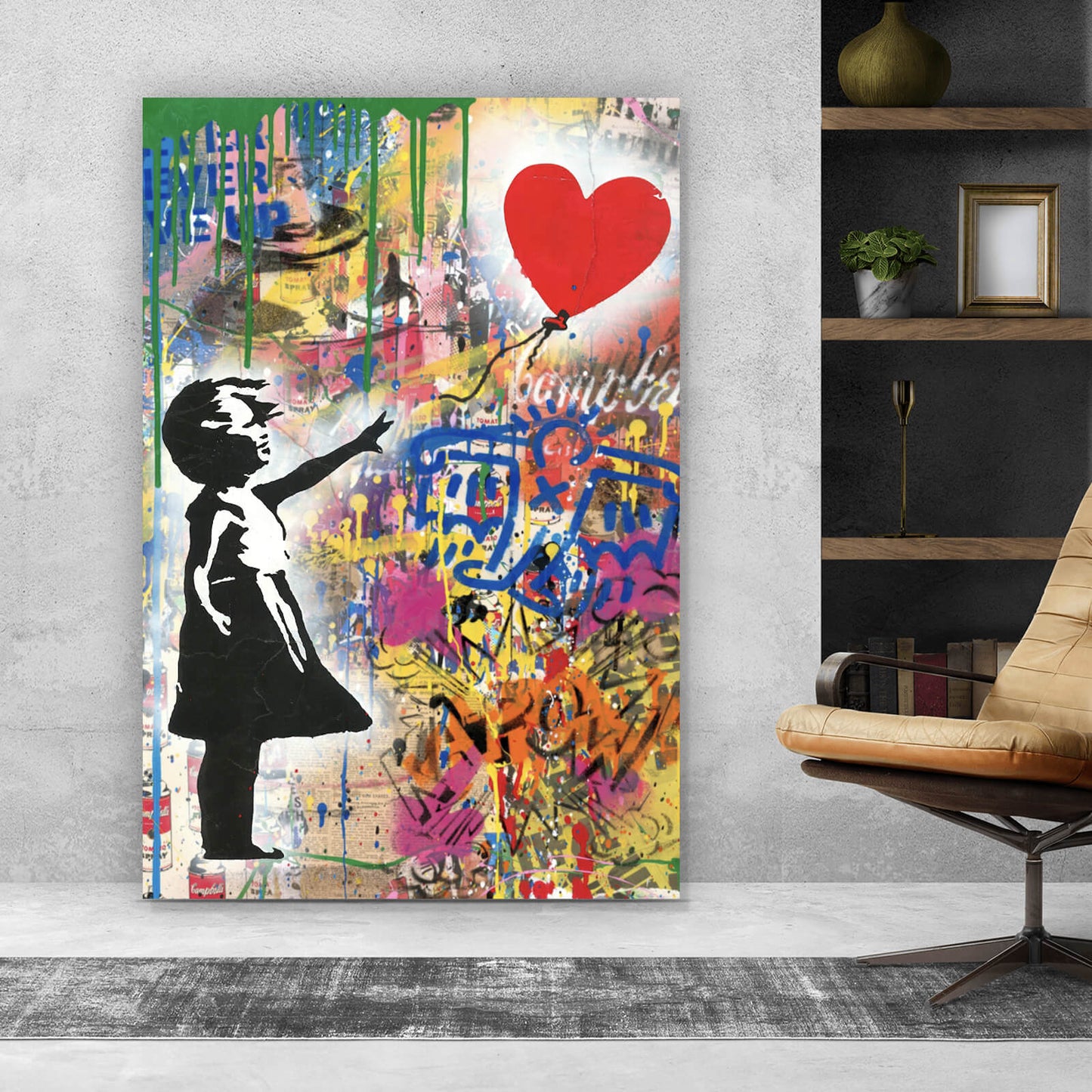 Leinwandbild Banksy Graffity Ballon Girl Hochformat
