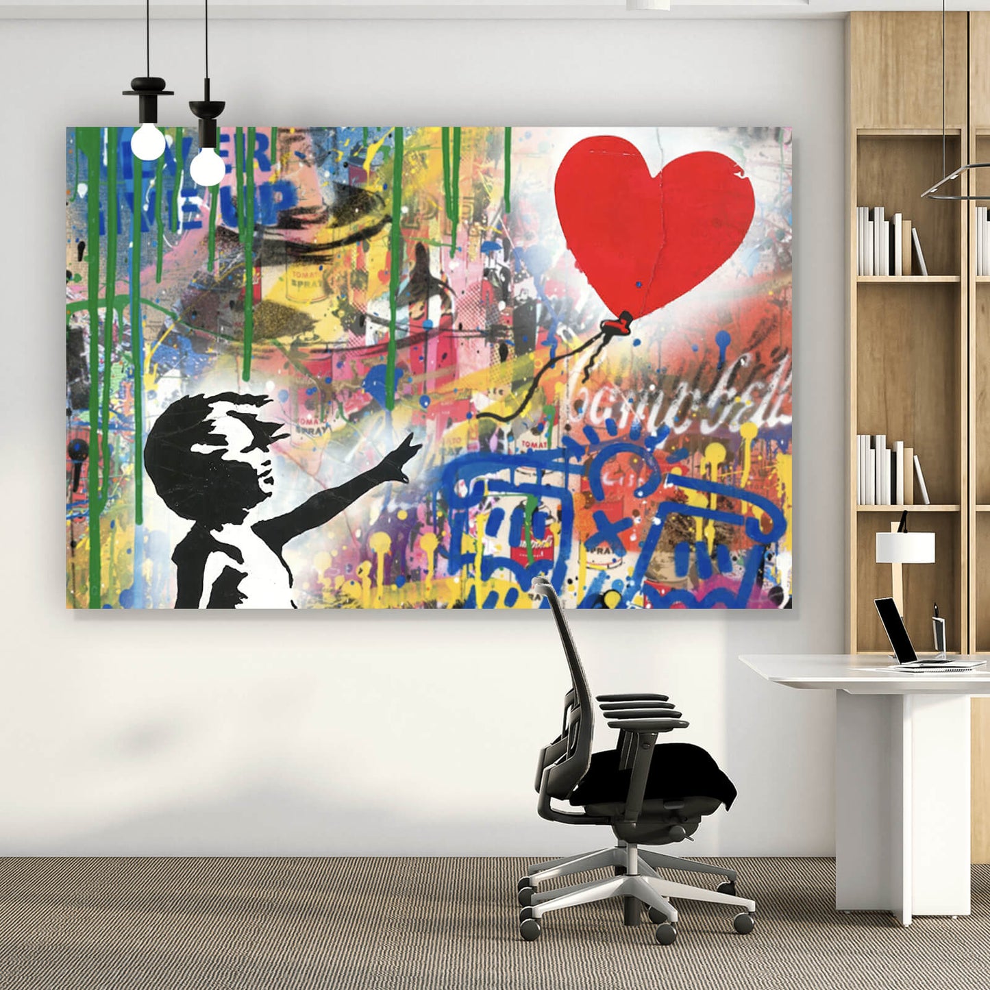 Leinwandbild Banksy Graffity Ballon Girl Querformat