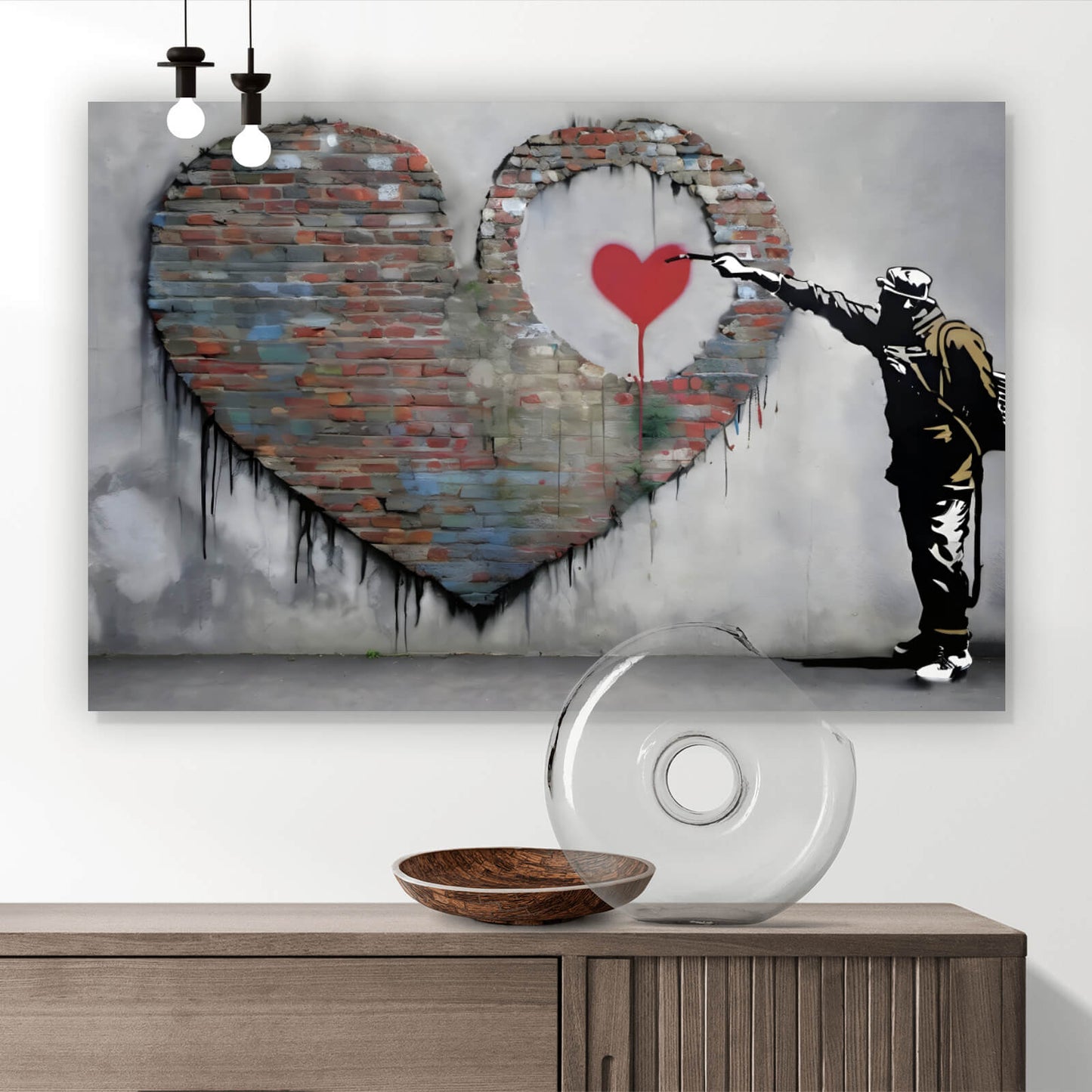 Leinwandbild Banksy großes Herz abstrakt Querformat