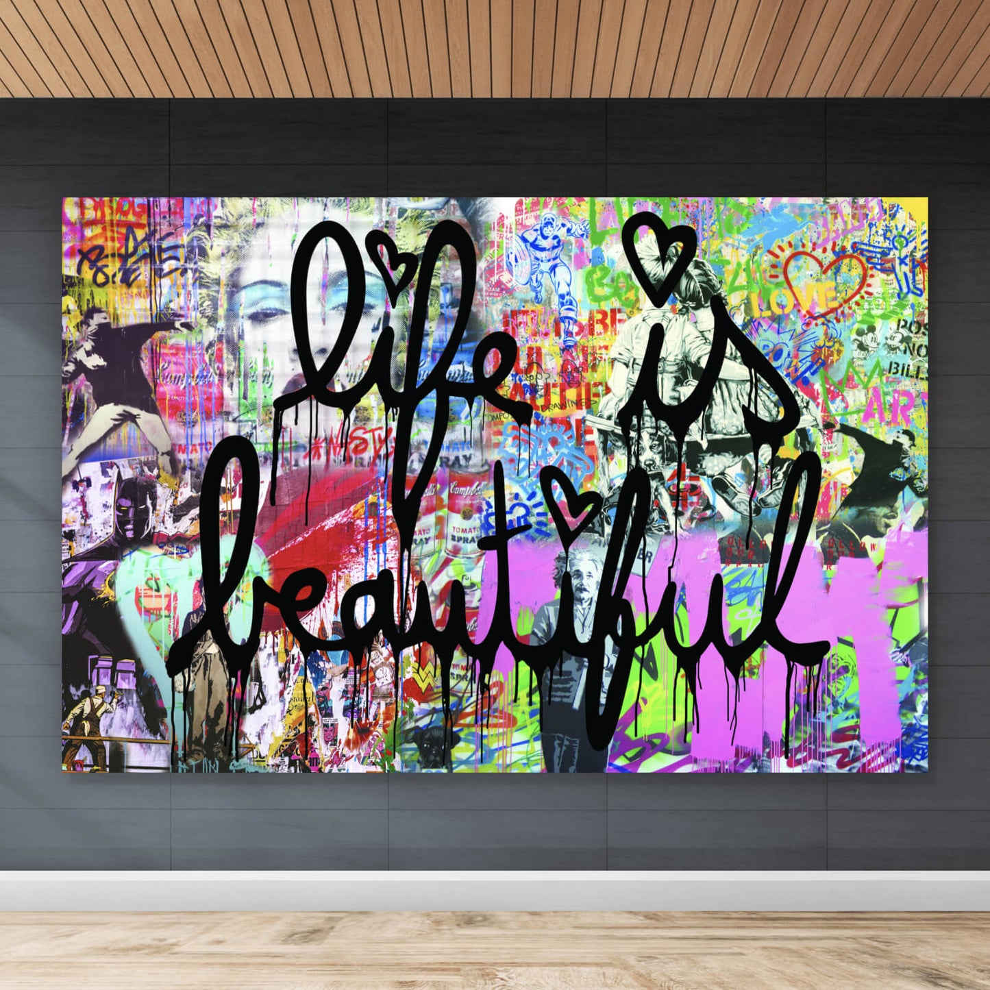 Leinwandbild Banksy life is beautiful graffity Querformat