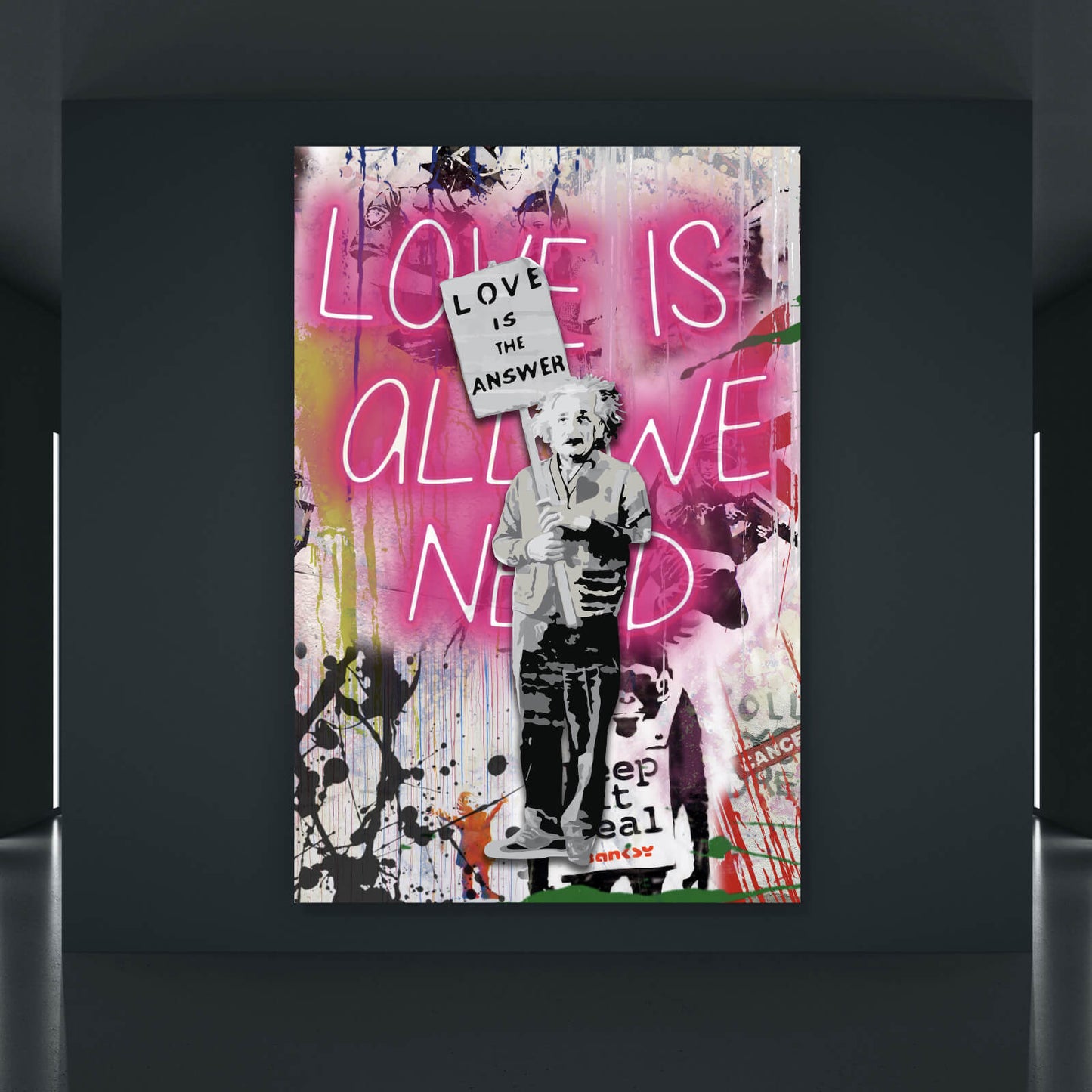 Leinwandbild Banksy Love is the answer No.2 Hochformat