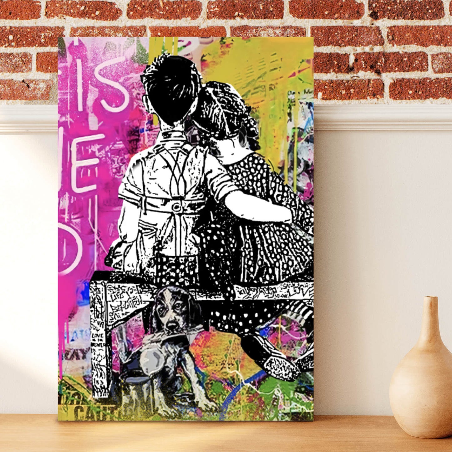 Leinwandbild Banksy Love ist Hochformat