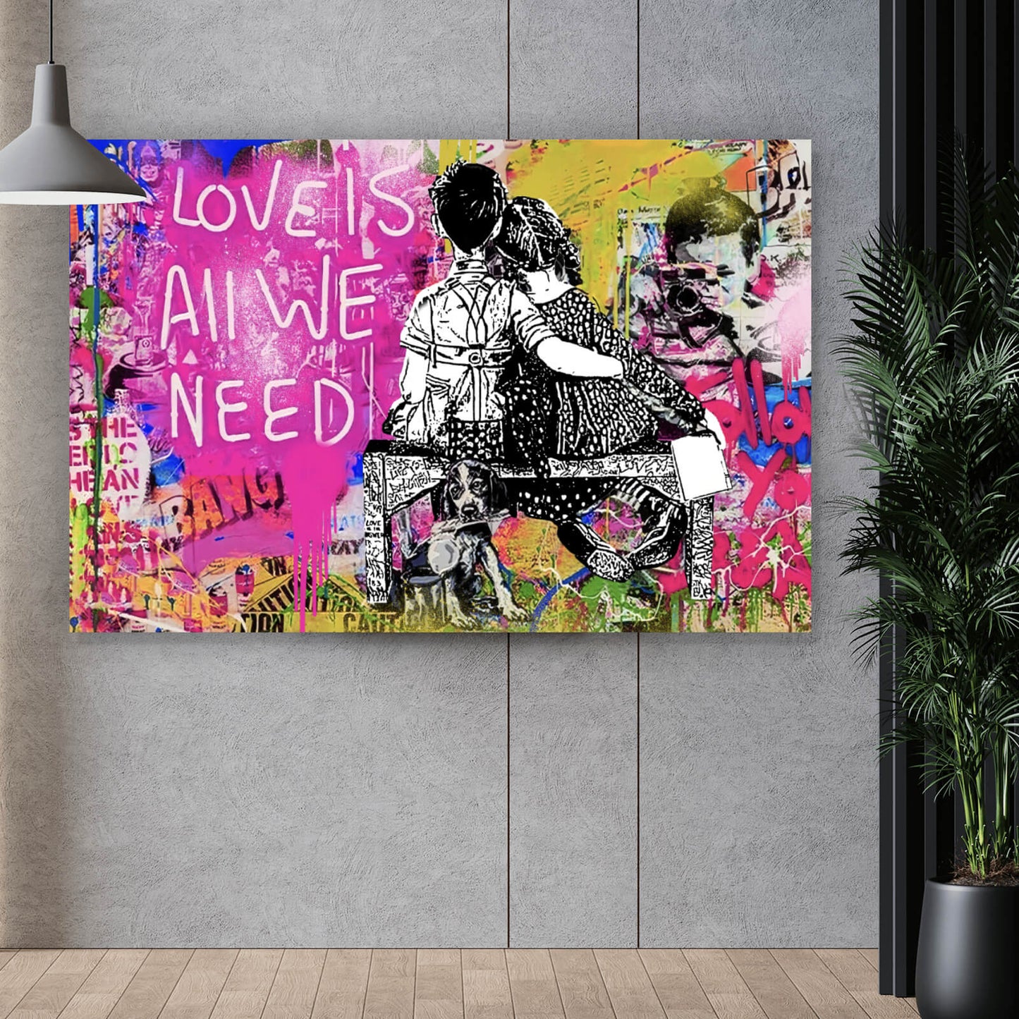 Leinwandbild Banksy Love ist Querformat