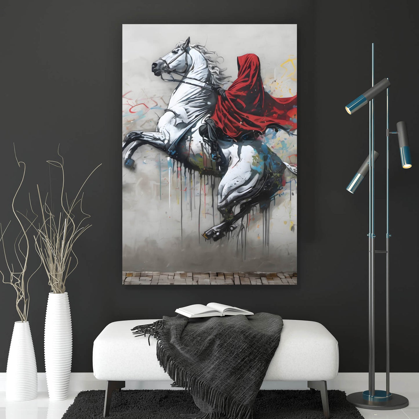 Leinwandbild Banksy Schimmelreiter Hochformat