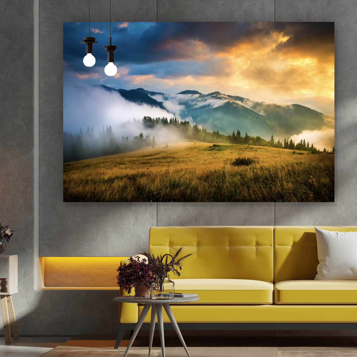 Leinwandbild Berge in Wolken Querformat