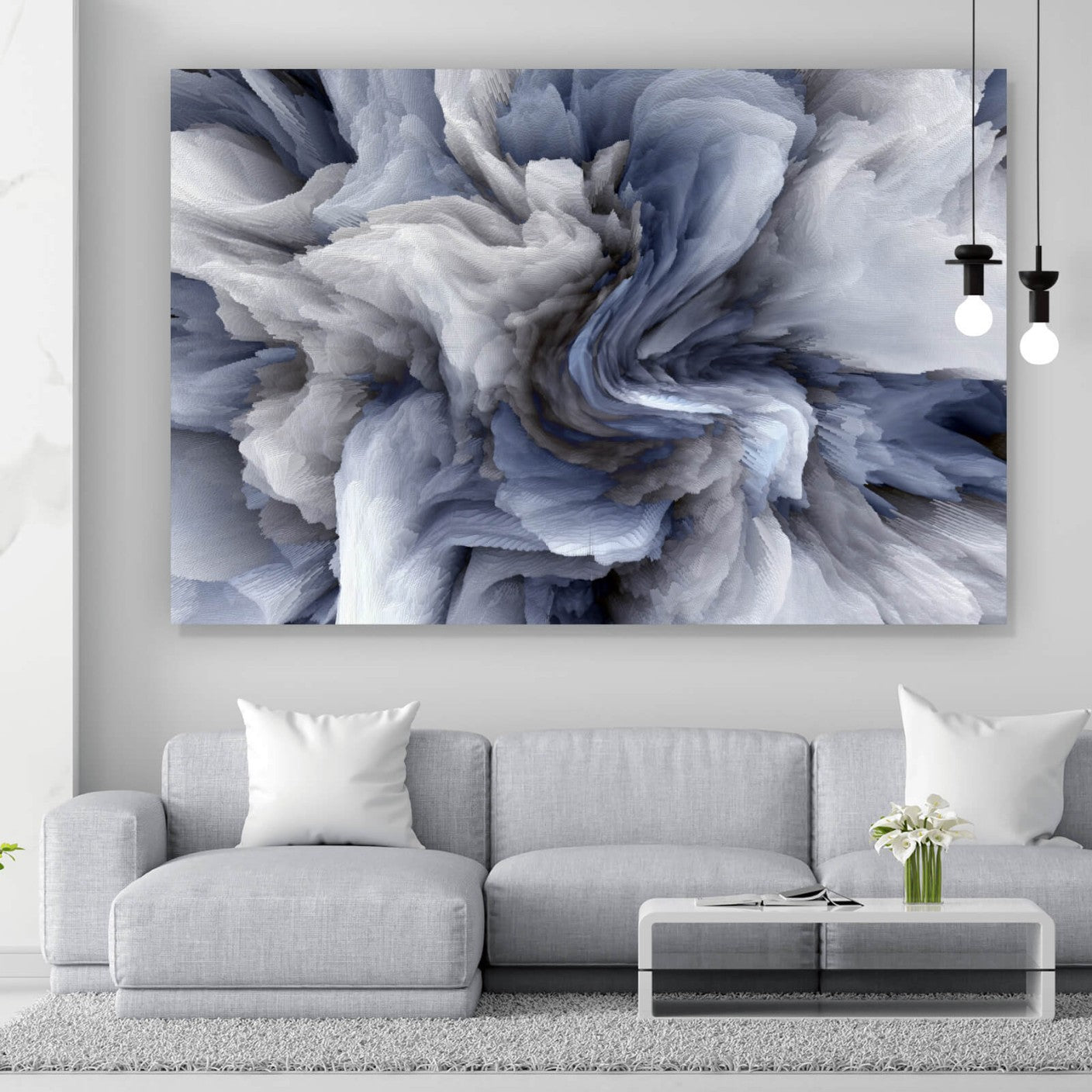 Leinwandbild Blaugraue Struktur Optik Querformat