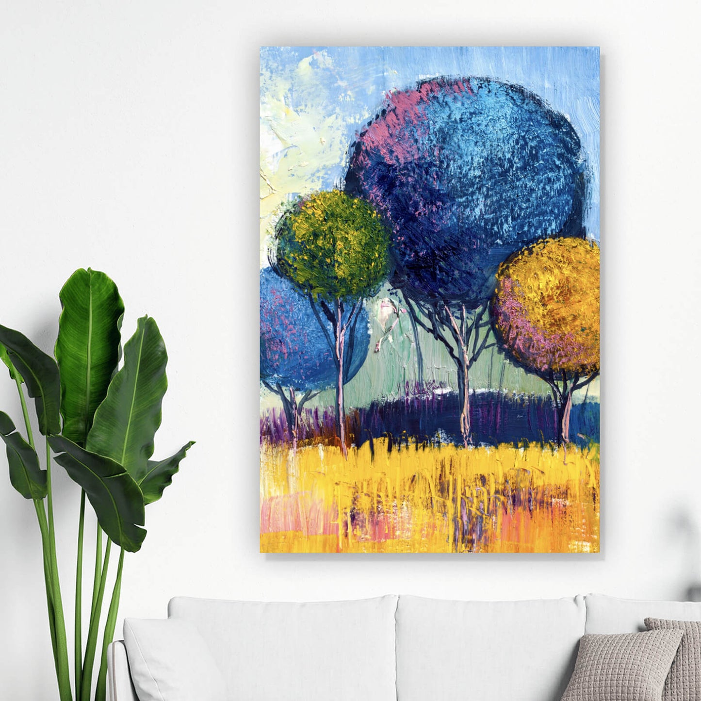 Leinwandbild bunte Bäume Abstrakt Hochformat