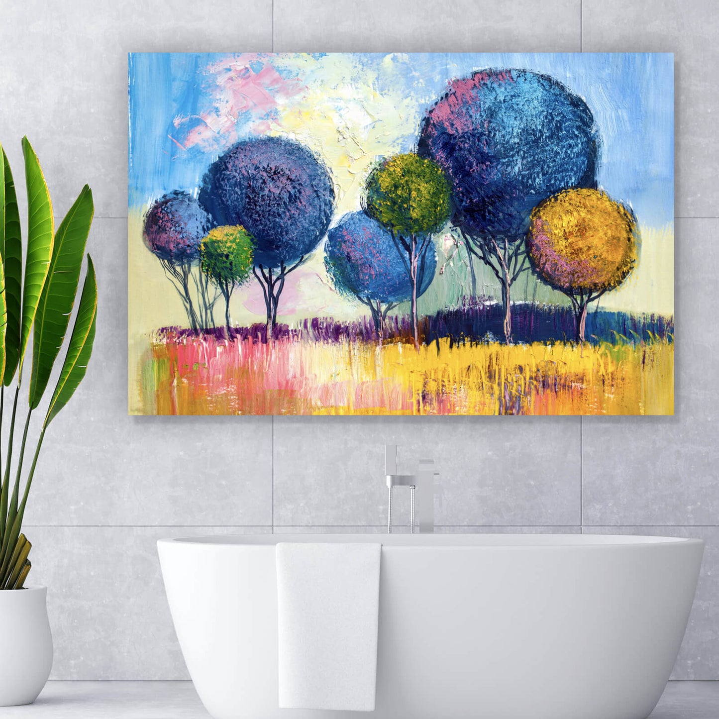 Leinwandbild bunte Bäume Abstrakt Querformat