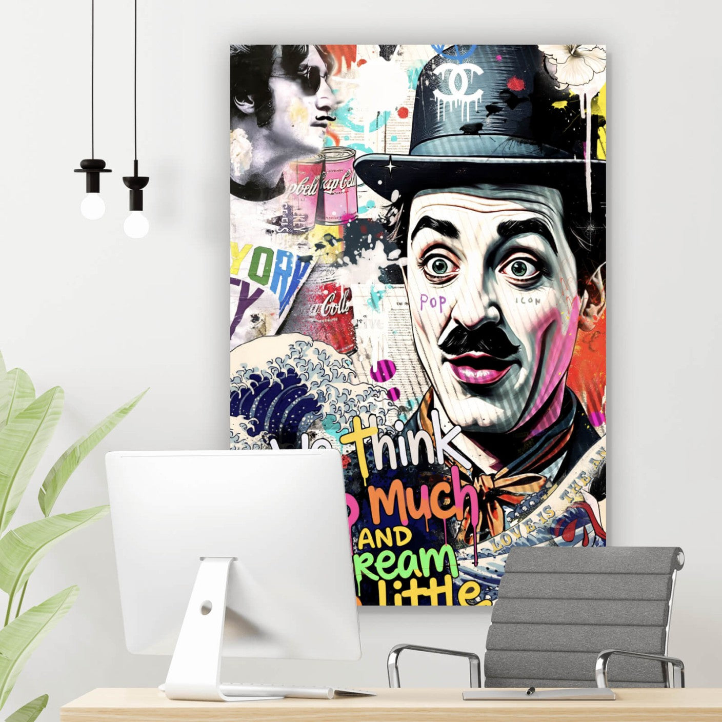 Leinwandbild Bunte Illustration mit Comic Figuren Hochformat