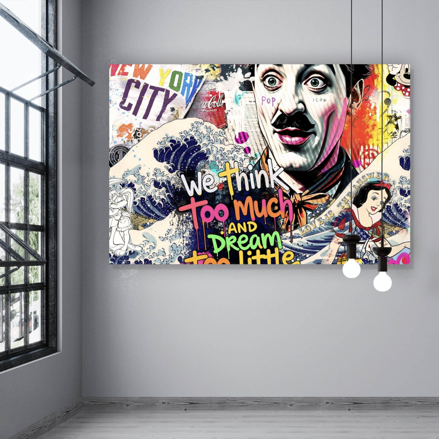 Leinwandbild Bunte Illustration mit Comic Figuren Querformat