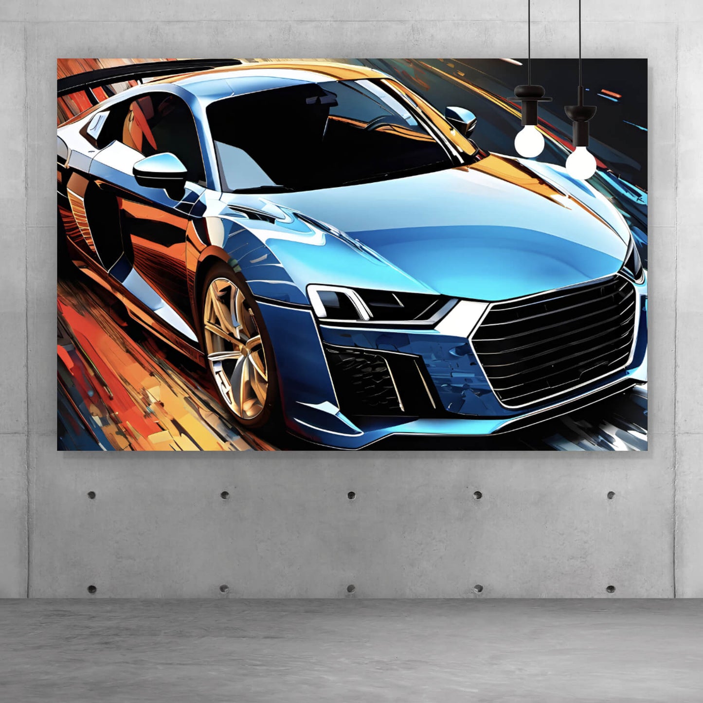 Leinwandbild Bunter Sportwagen Abstrakt Querformat