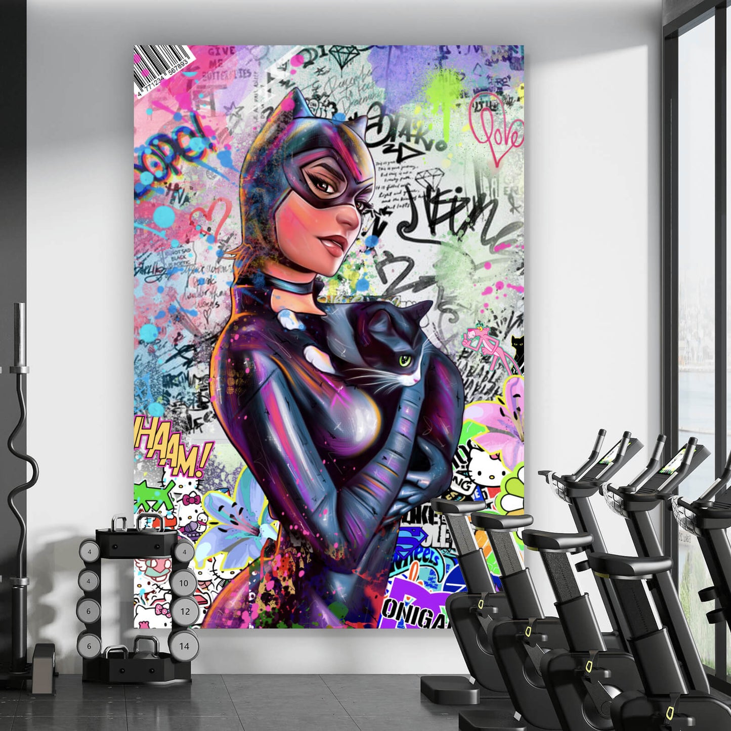 Leinwandbild Catwoman Comic Pop Art Hochformat