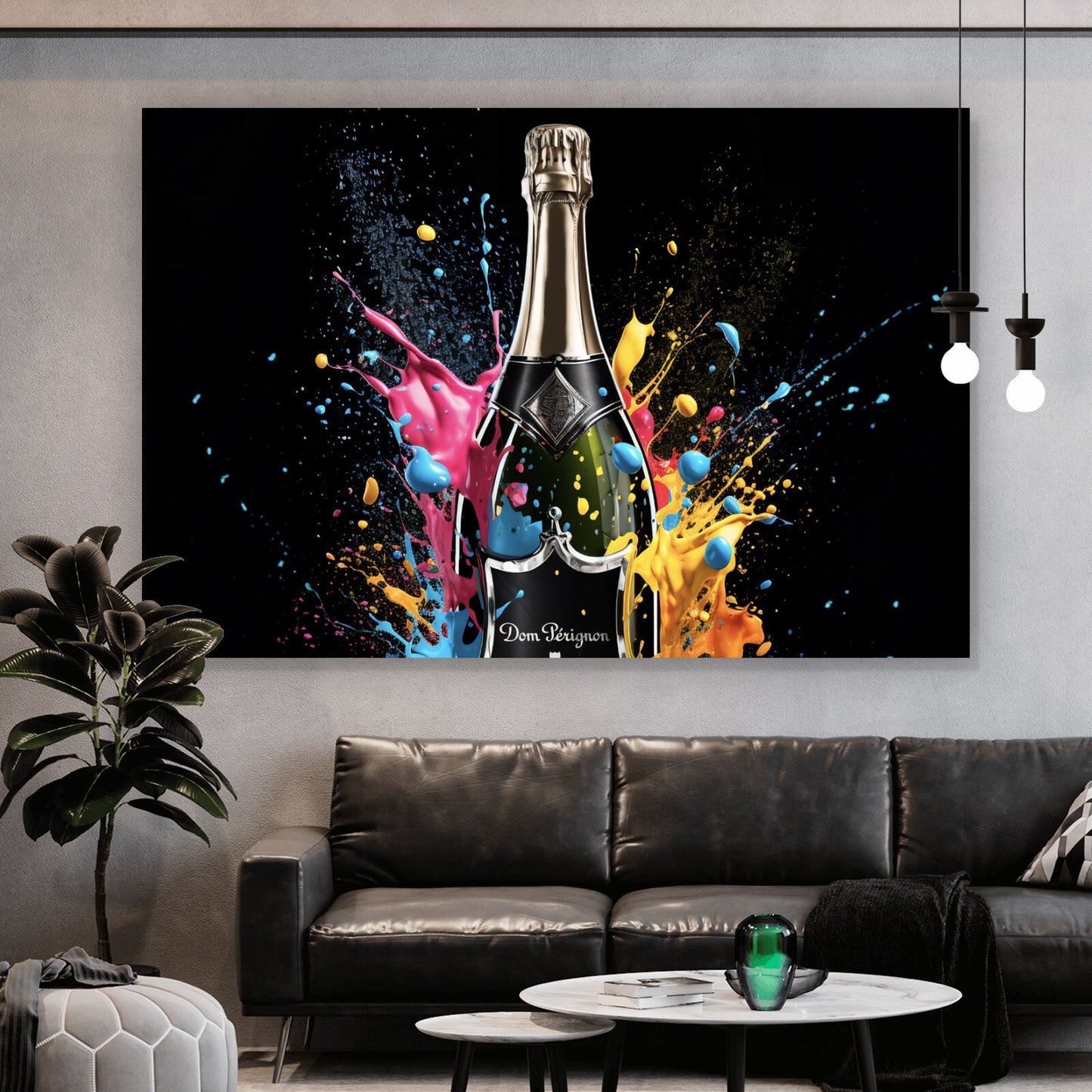 Leinwandbild Champagner Flasche Querformat