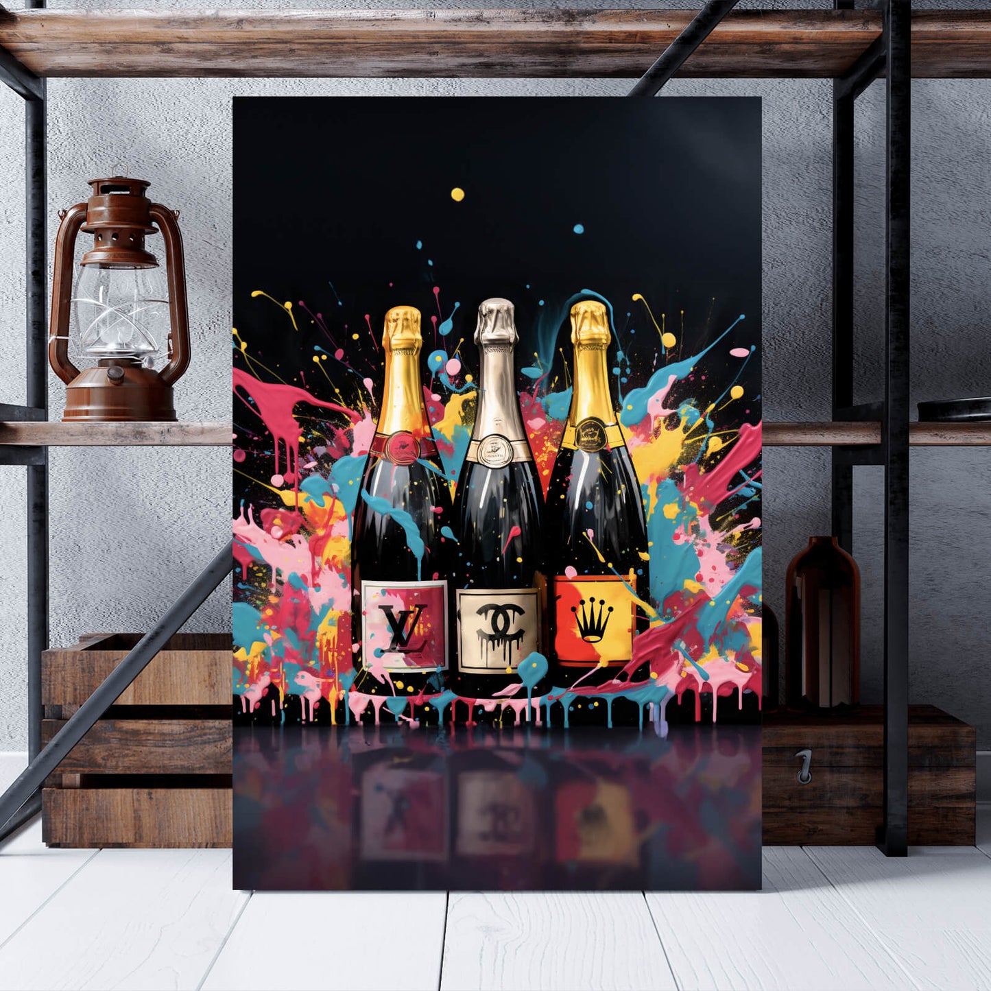 Leinwandbild Champagner Flaschen Nobel Hochformat