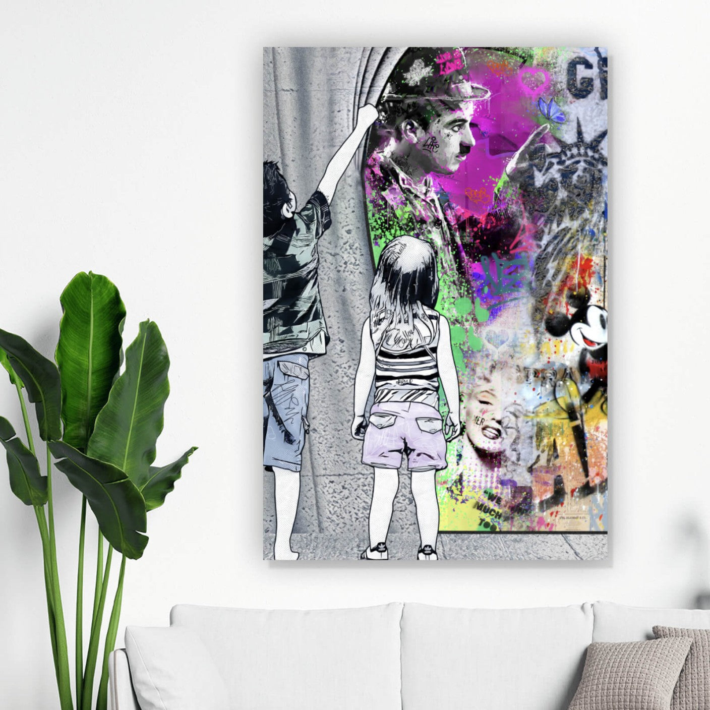 Leinwandbild Comicfiguren Graffiti Stil Hochformat