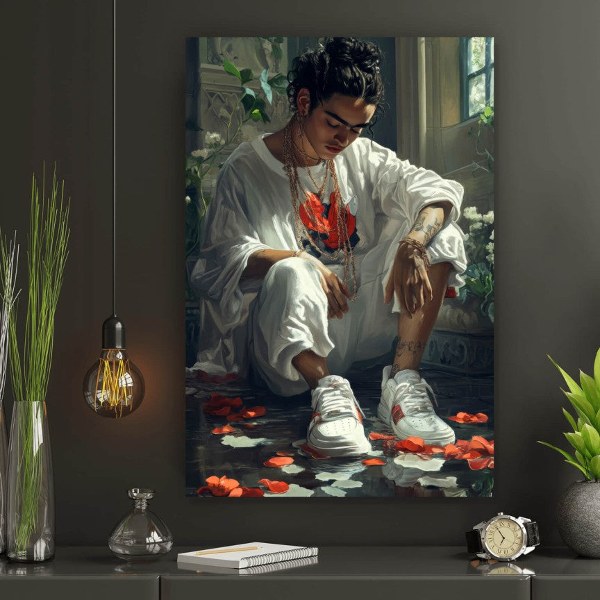 Leinwandbild Coole Kahlo mit Sneaker Hochformat